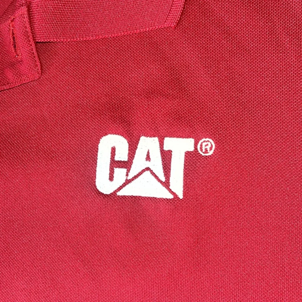 Adidas Golf Polo Shirt Mens XL Red Short Sleeve Caterpillar (CAT) Chest Logo